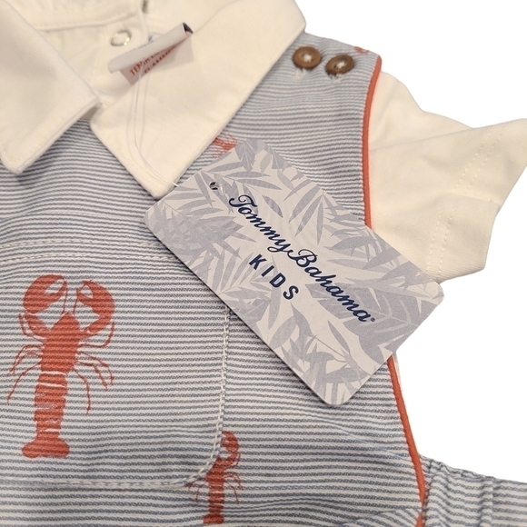Tommy Bahama Infant Set with Lobster Print and Nautical Stripes, Size 3-6 Months - Picture 5 of 12